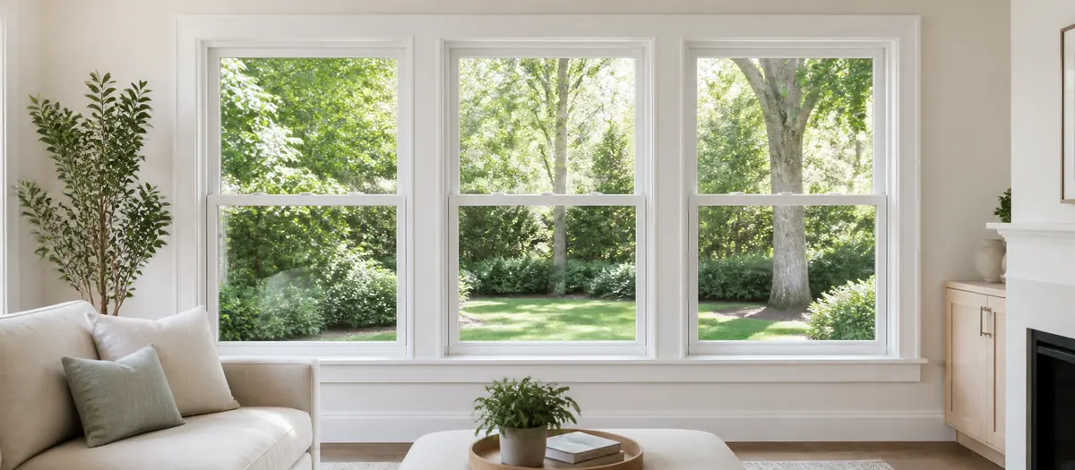 Bright living room with replacement windows